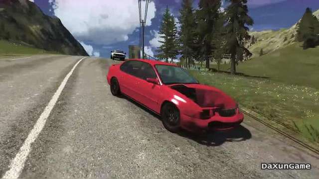 beamng 车祸模拟器:在漆黑的夜晚高速超车,撞上了路边