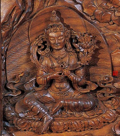 白衣佛母青衣救度佛母瑜伽根本品主尊金丝柚画芯108.0×57.0×5.