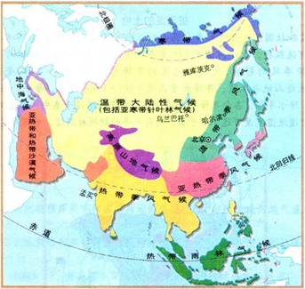 手抄报 读亚洲气候类型分布图回答问题.