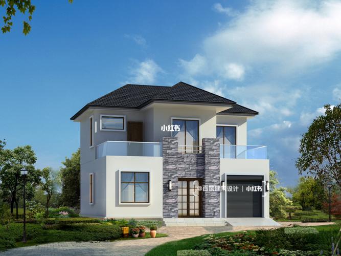 简约现代风二层住宅,带车库露台三房四卫_露台_设计_现代风格_简约风