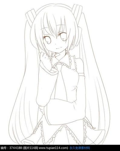 萌动漫女生长发简笔画卡通动漫女孩简笔画