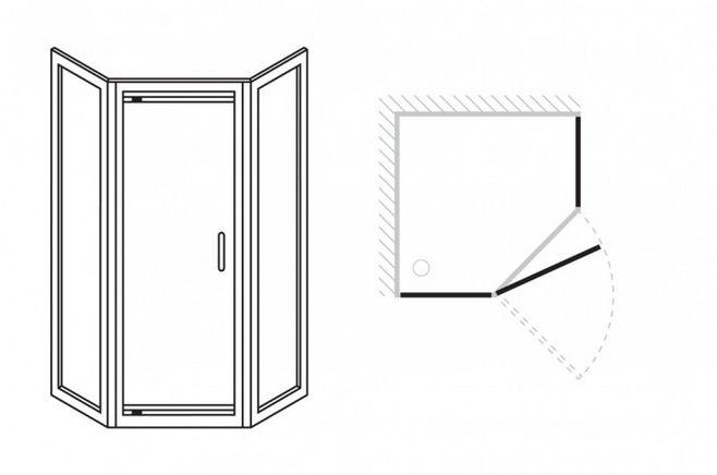 supreme pivot door pentagon enclosure in showering | simpsons