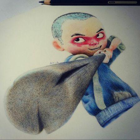 四开纸彩铅q版的画