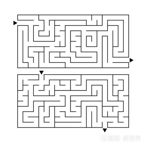 一组两个长方形迷宫.在白色背景上隔离的简单平面矢量