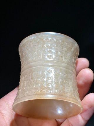 明以前 熟坑 和田玉籽料 白玉 薄胎 云纹 发箍 箍形器