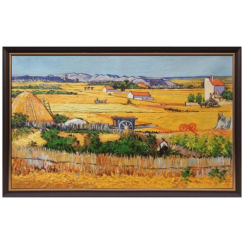 梵高手绘油画麦田丰收美式客厅餐厅挂画玄关柜纯手工大芬村装饰画