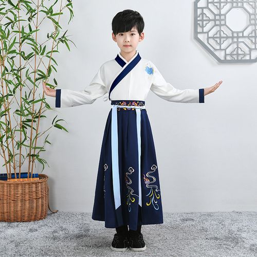 儿童古装汉服男童国学服小学生表演服书童弟子规女童朗诵演出服装