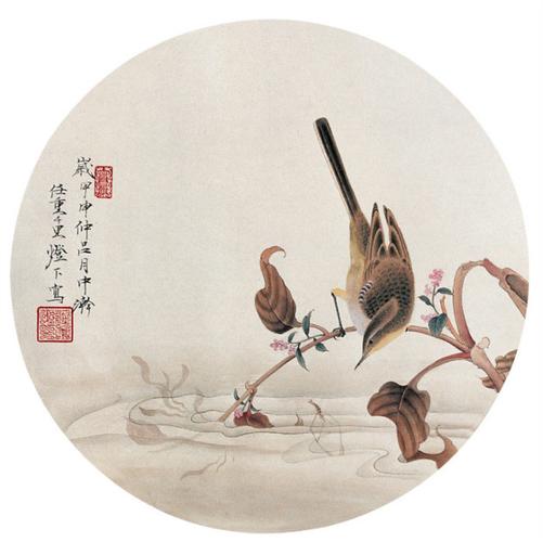 任重花鸟扇面作品欣赏