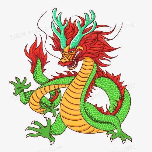 手绘卡通龙抬头神龙形象素材