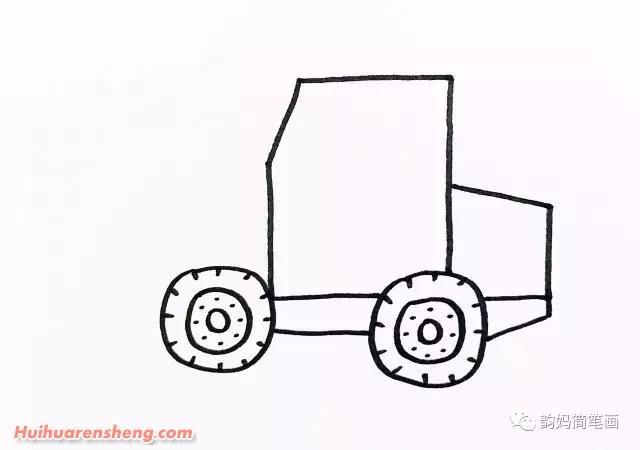 各种汽车/工程车简笔画分步骤画法(4)