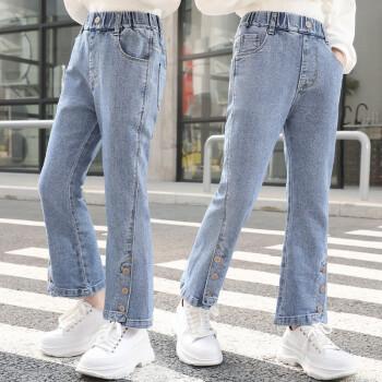 童装女童牛仔裤春秋季儿童裤子宝宝秋装运动休闲九分直筒长裤女孩小童