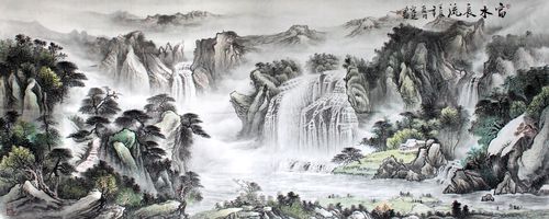 【已售】张宏达小八尺山水《富水长流》