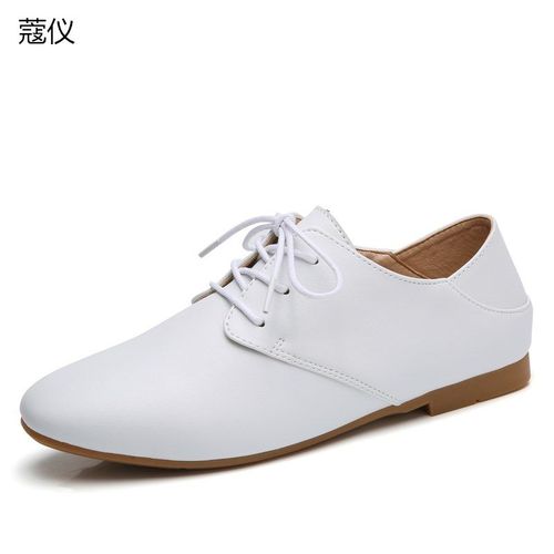 韩版百白色文艺中学生系带秋冬季小白皮鞋