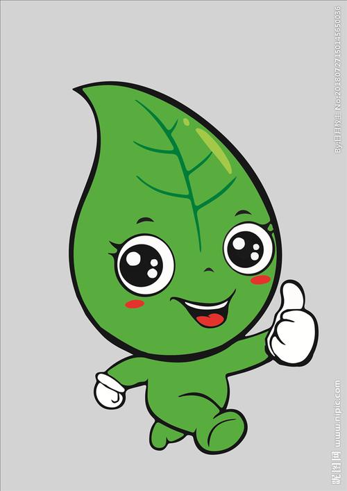 绿色叶子卡通形象矢量图片