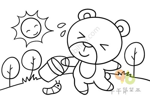 小熊简笔画图片 小熊简笔画怎么画,情景简笔画图片,情景动物简笔画