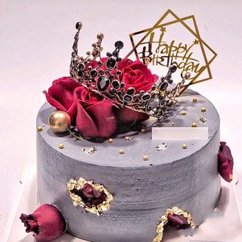 冠皇派网红羽毛皇冠新年元旦生日蛋糕送女神闺蜜老婆创意ins全国同城