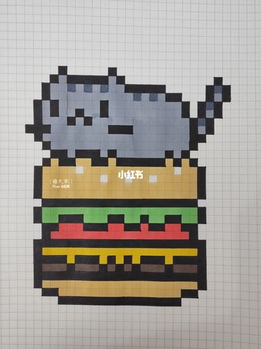 像素画_像素画_格子_汉堡_文化_绘画