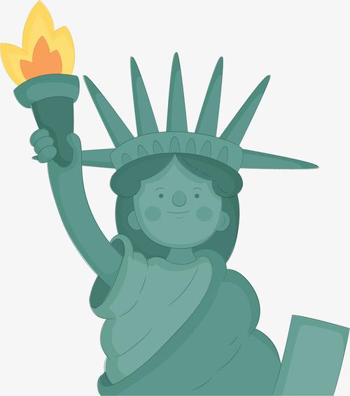 绿色卡通自由女神