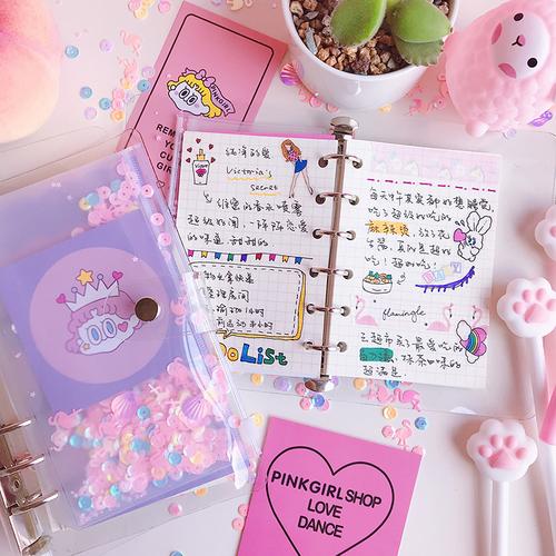 自制可爱少女亮片手账本记事本学生日记本笔记本卡通软妹日程手账