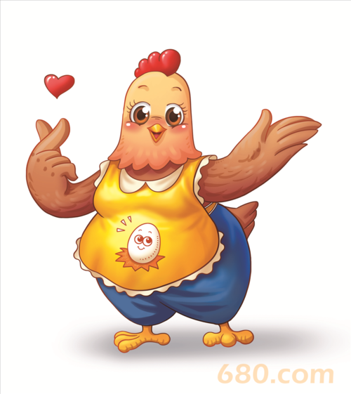 母鸡卡通形象设计,展现其亲和力,整体设计体现健康农业的产品特性.