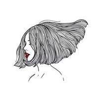 唯美伤感的侧脸漫画图片女生头像黑白图片