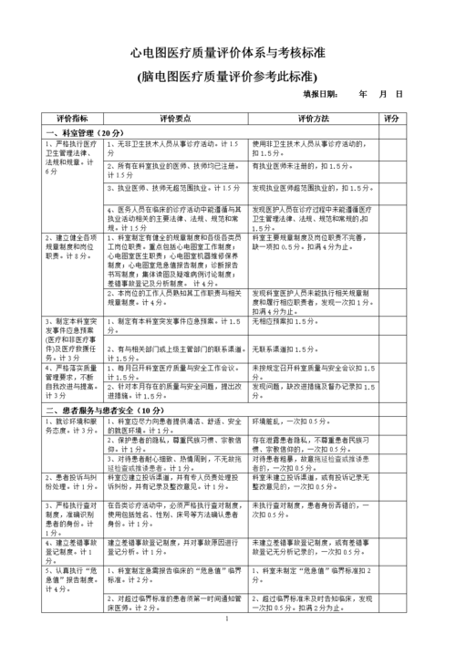 心电图医疗质量评价体系与考核标准.doc