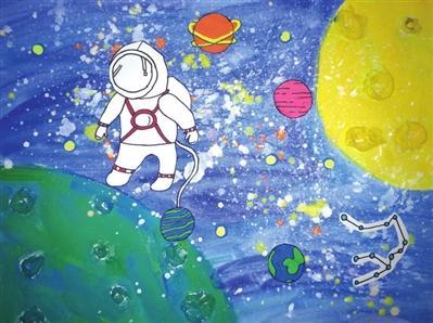 宇宙-神奇的太空儿童画-幼儿太空人简笔画图片-我的太空梦想绘画图片