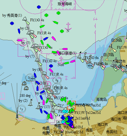 通过blm-shipping海图可以清晰的查看海口港港区锚地,泊位,航道