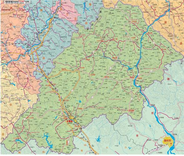 梅州市丰顺县地图