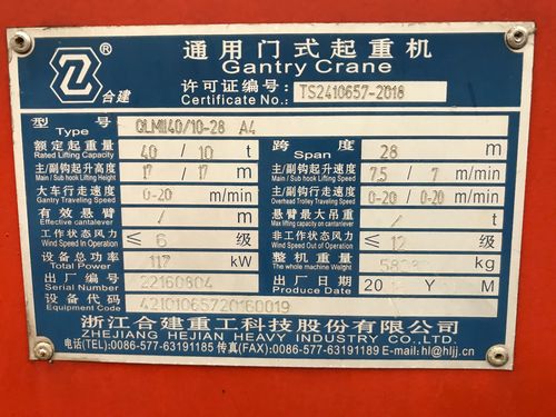 2019年4月22日从机械部装一台q4062(qlmii 40/10-28m)门式起重机至