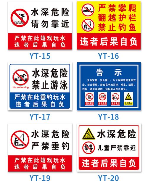 水深危险警示牌水深危险注意安全鱼塘水库当心落水禁止游泳垂钓闲人免