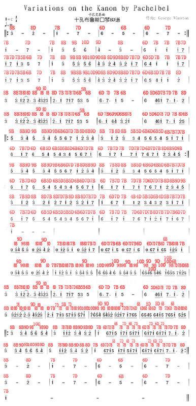 求卡农的布鲁斯口琴简谱,要bd式的,c调,谢啦啊