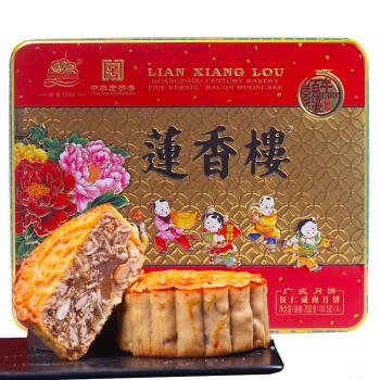 广州莲香楼双黄纯白莲蓉蛋黄莲蓉豆沙月饼750克广式中秋团购月饼鳯胶