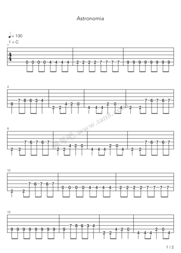 《黑人抬棺astronomia》,astronomia(六线谱 吉他谱)