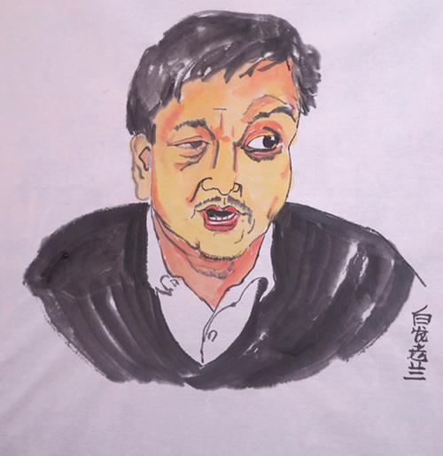 老兰的画《北大教授孔庆东》