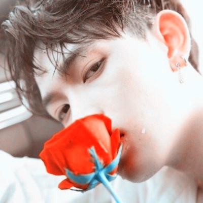 拿玫瑰的男生头像高清图片