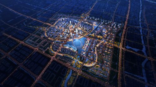 鸟瞰图夜景效果图