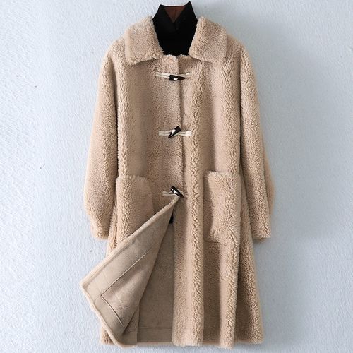 海宁2020春季新款羊剪绒大衣复合皮毛一体女时尚皮外套视频