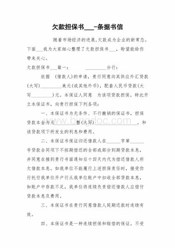 欠款担保书条据书信书信模板docx