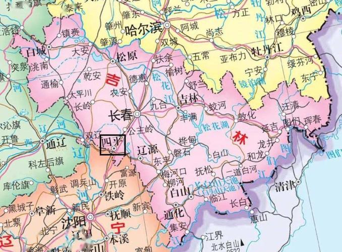 吉林省交通图,四平是铁路枢纽