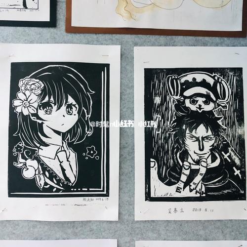 小学生动漫版画拓印作品_动漫_版画_文化_绘画