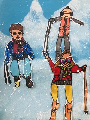 滑雪7915_滑雪_创意儿童画_文化_绘画