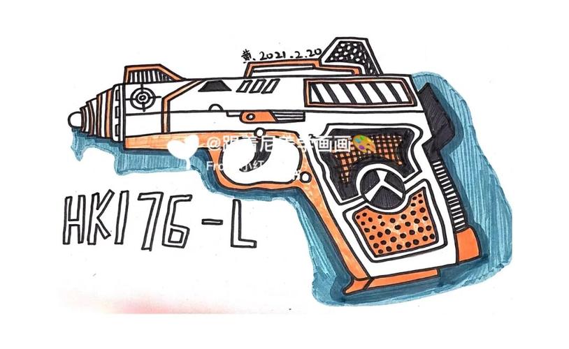 《枪支枪械创意画线描》_线描_创意画_约稿_临摹_铅笔