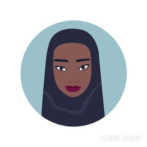 可爱的年轻女孩肖像美丽的穆斯林妇女脸戴头巾