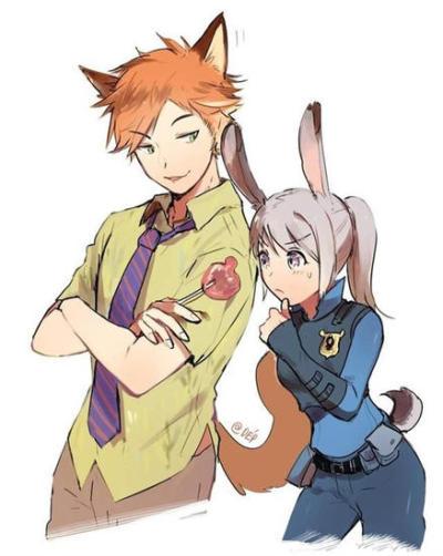 疯狂动物城#插画#手绘#同人#二次元#动漫电影#狐兔#cp#壁纸#拟人化