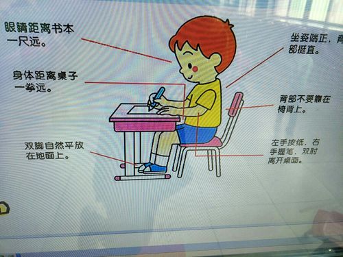 接下来让小朋友学会写字时正确的坐姿
