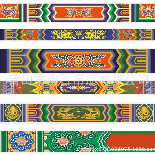 古建筑彩绘 横梁板 同仁堂彩梁 中式装修装饰 佛堂寺庙吊顶 苏式彩绘