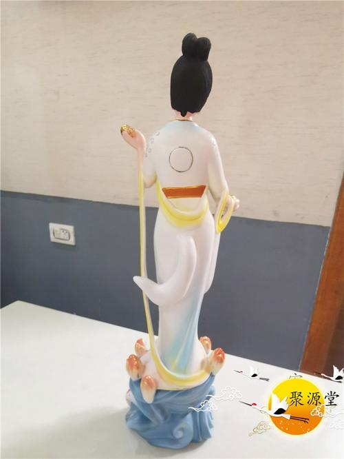 狐仙神像道家用品50公分九尾狐娘娘实木雕刻站立木雕