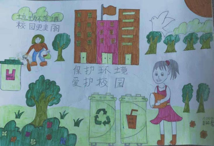 桑梓镇中心小学"保护环境,爱护校园"绘画比赛