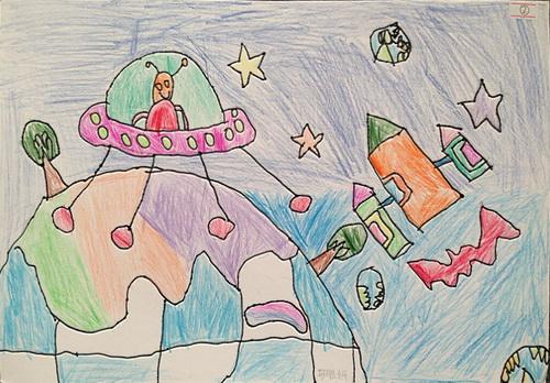 穿越地球/少儿绘画作品/儿童画/网络美术馆_中国少儿